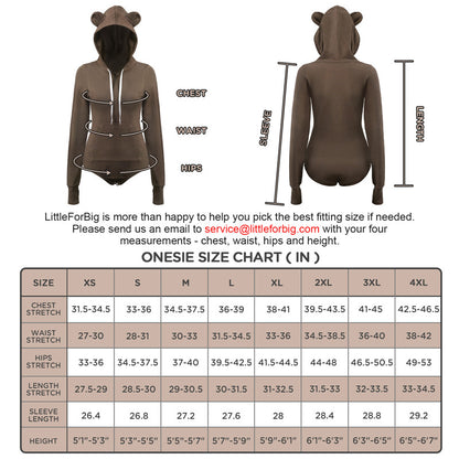 Little for Big Cozy Bear Hoodie Sweatshirt Onesie Brown
