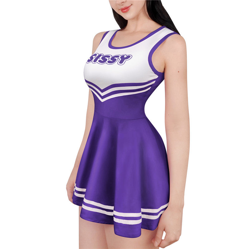 Cheer Sissy Mini Dress Dark Purple female model side view