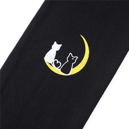 Little for Big Luna Moon Cat Print Thigh High Stockings