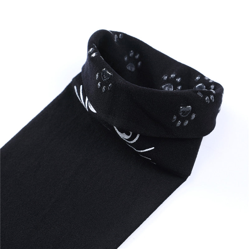 Little for Big Luna Moon Cat Print Thigh High Stockings