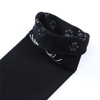 Little for Big Luna Moon Cat Print Thigh High Stockings
