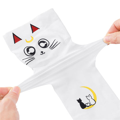 Little for Big Luna Moon Cat Print Thigh High Stockings