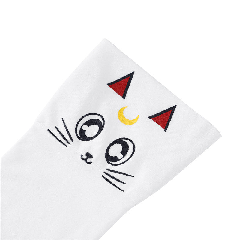 Little for Big Luna Moon Cat Print Thigh High Stockings