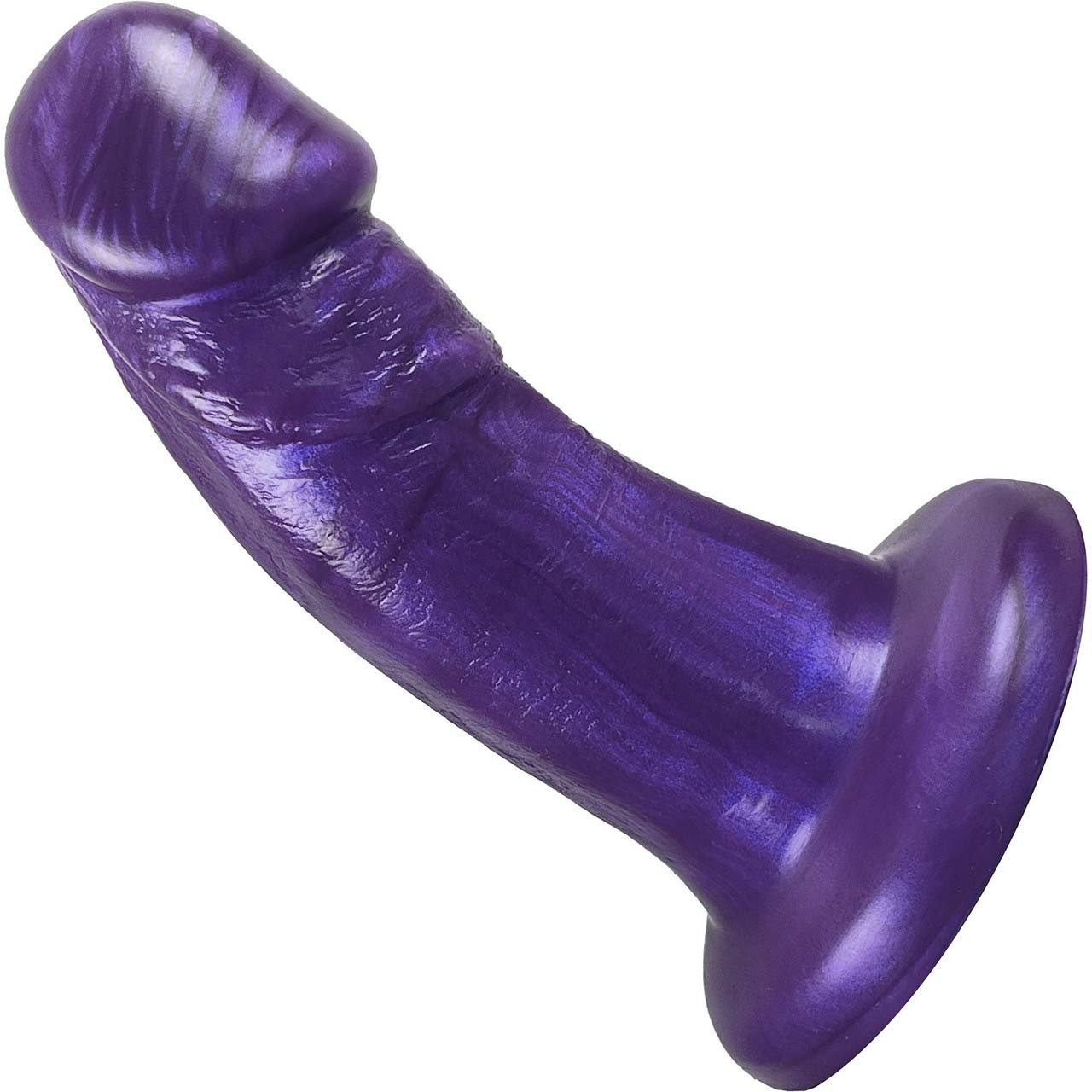 The right side of the purple Medium Realistic Bent Dildo.
