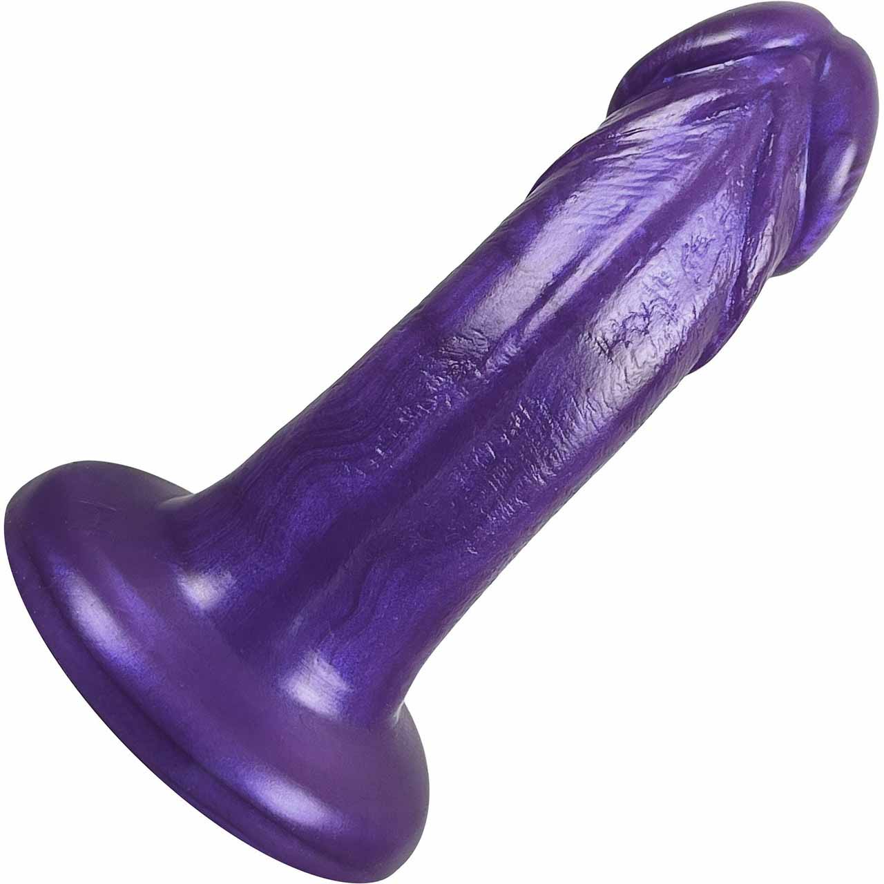 The back of the purple Medium Realistic Bent Dildo.