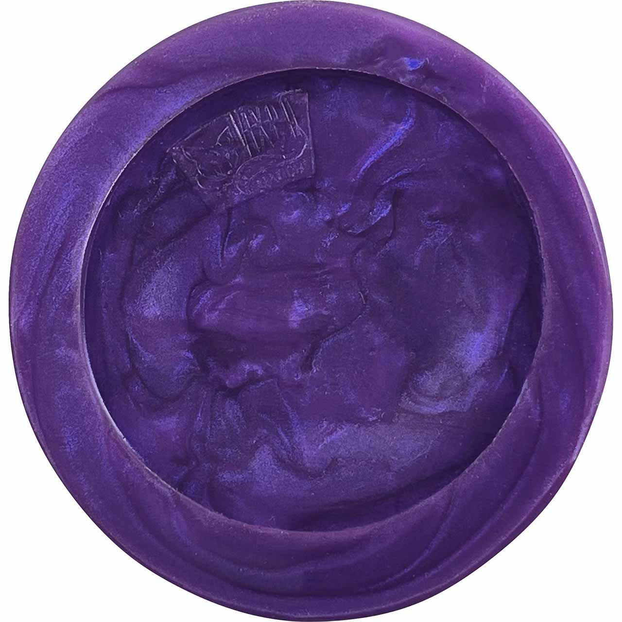 The base of the purple Medium Realistic Bent Dildo.