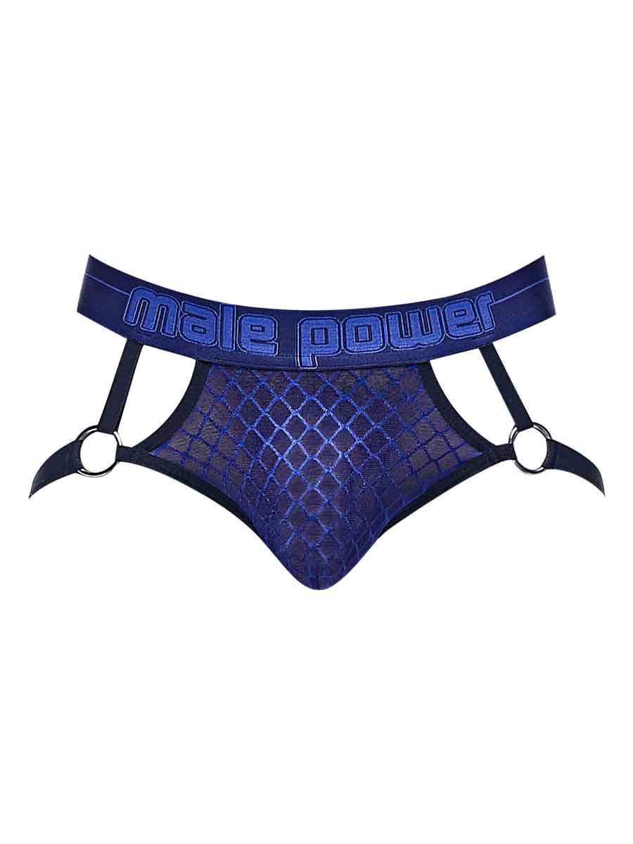 The Diamond Mesh Jock Ring Navy, front view.