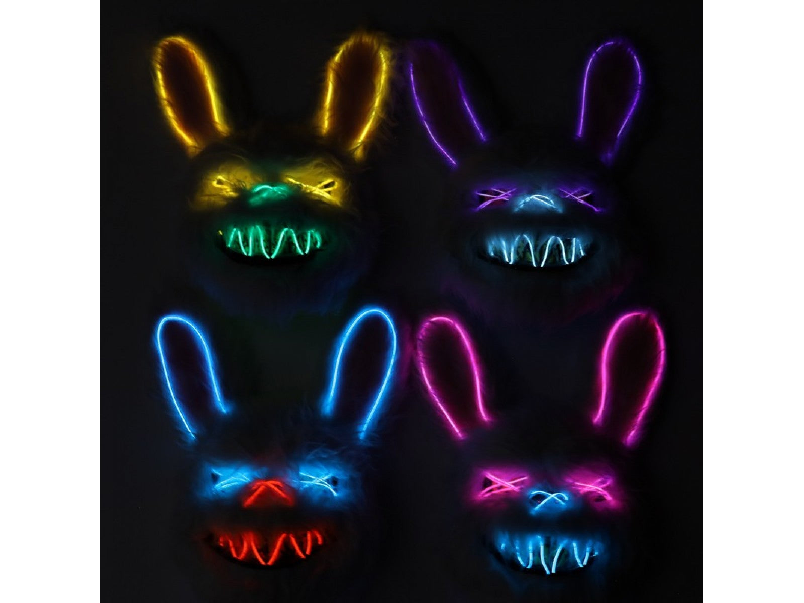 Four different colored Light Up Purge Bunny Masks.