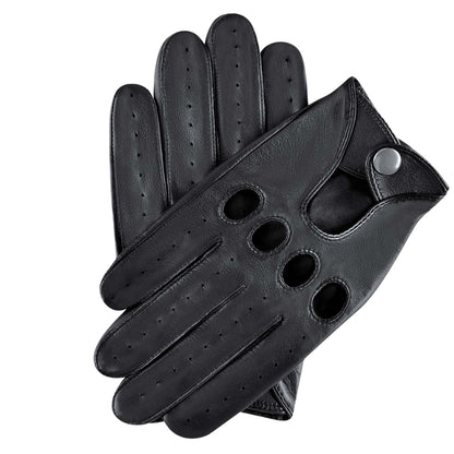 black Momentum Leather Touchscreen Driving Gloves  on facing up on facing down