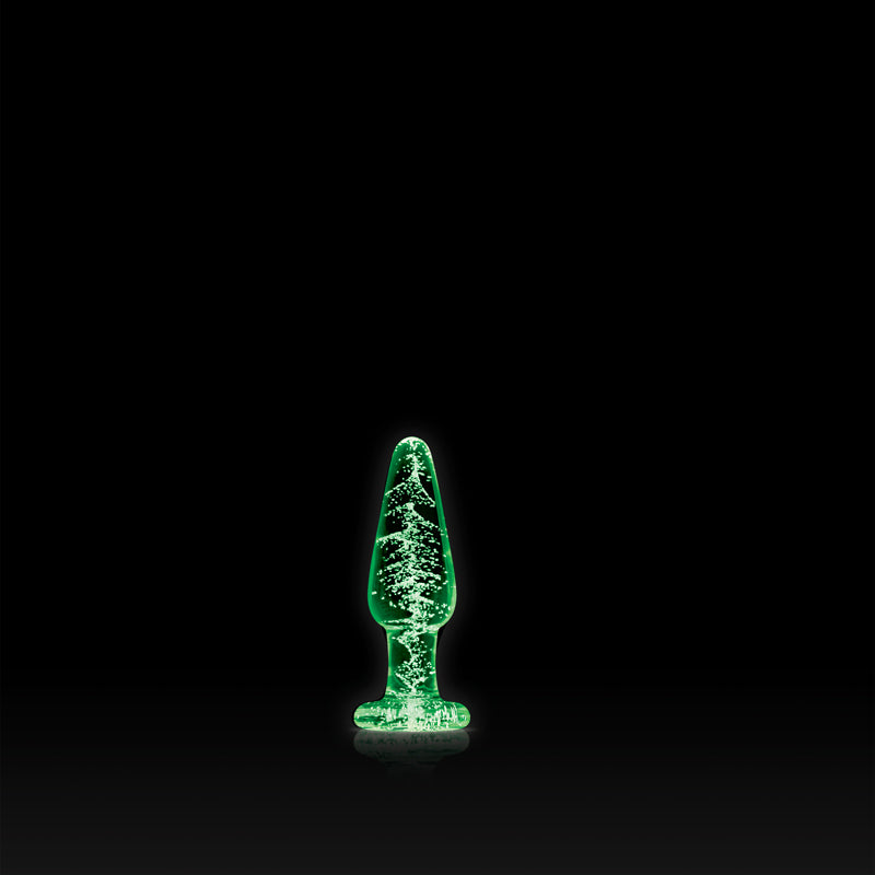 The small  tapered Firefly Glow in the Dark Glass Anal Plug.