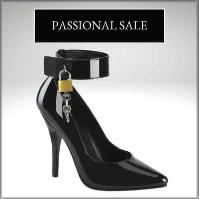 Classic black patent pump with ankle strap with mini padlock
