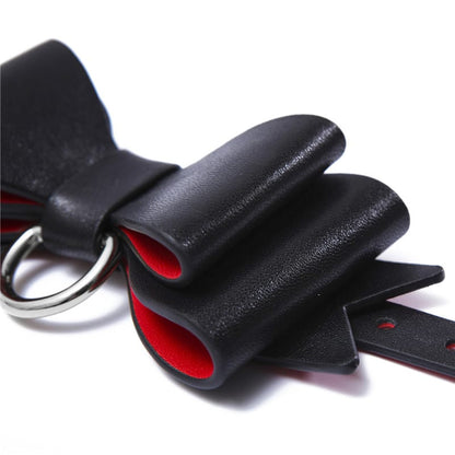 Little for Big Pretty in bows Soft Lamb Leather Wrist Ankle Cuffs & Collar Leash Set
