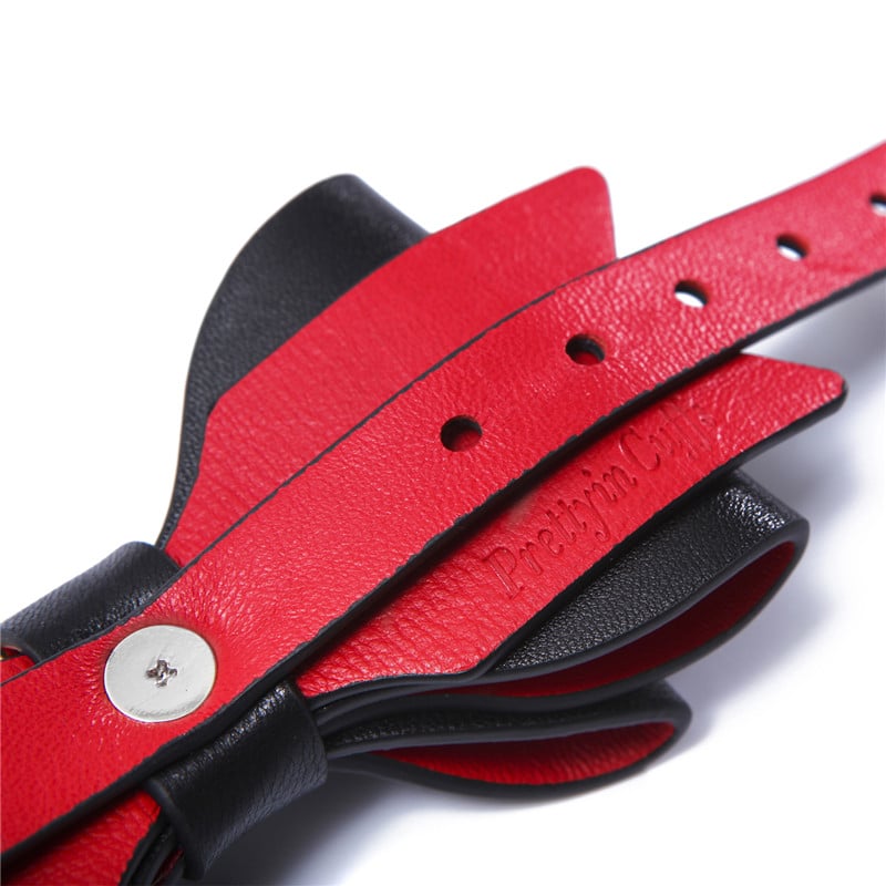 Little for Big Pretty in bows Soft Lamb Leather Wrist Ankle Cuffs & Collar Leash Set