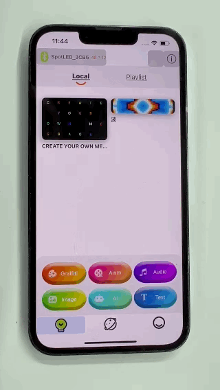 A gif of the Marquee Programmable LED Center Strap 2.0 being programmed by iphone app.