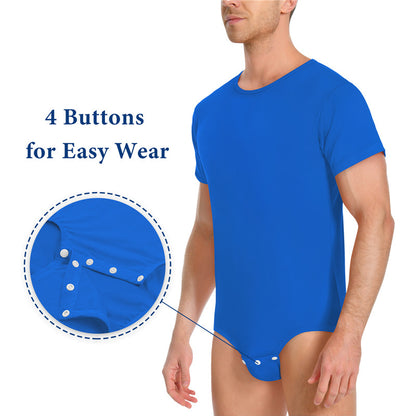 Relaxed Fit Basic Onesie in Blue on Male model. Side View