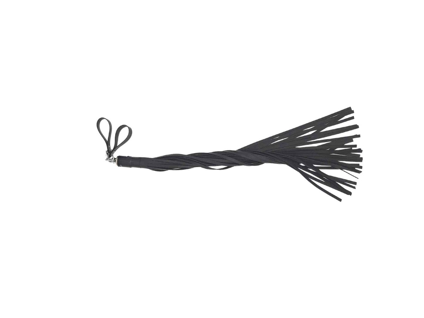 The Electro Rubber Flogger for Violet Wand laying flat and twisted.