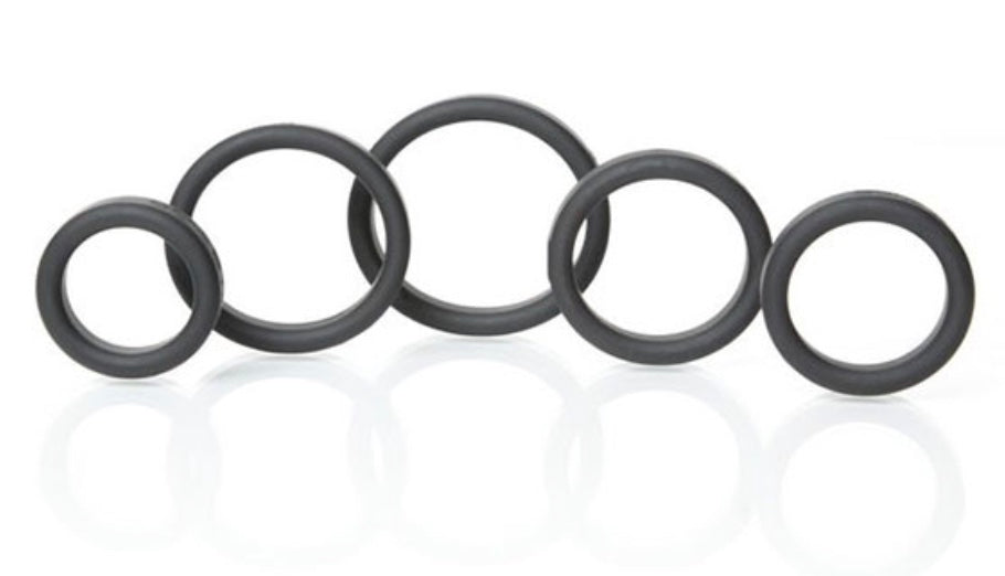 All 5 Silicone Rings artfully positioned.