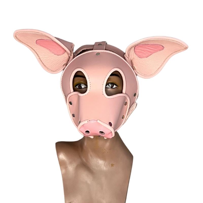 front of pink short snout pig mask