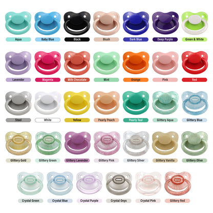 Color chart for adult size 6 pacifiers