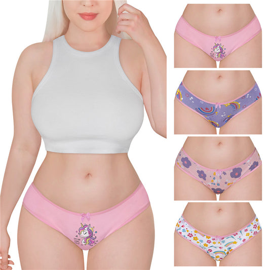 Unicorn 4 Pack Panties Set on Model. Multiple patterns front view