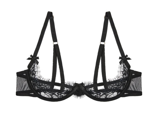 The Seduca Quarter Cup Eyelash Lace Bra, front view.