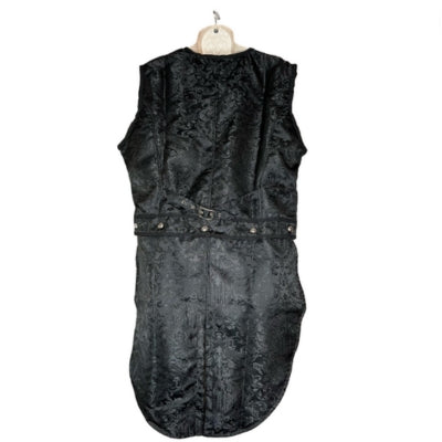 Back of Black Rafael Brocade Long Waistcoat on mannequin