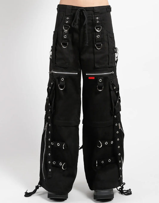 The front of X strap zip off pants. 