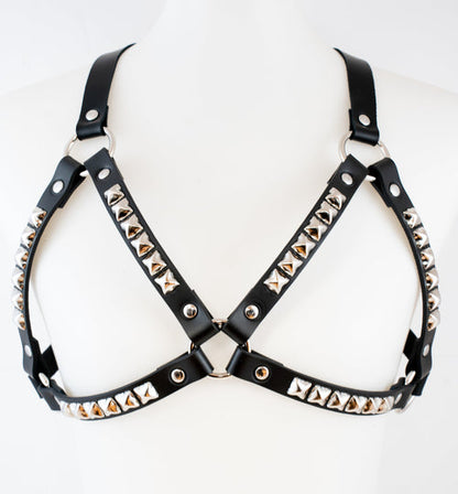 The front of the Pyramid Stud Bra Harness.