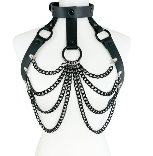 Leather and Ribcage Chain Harness