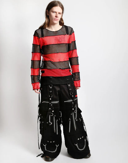 MEGA MESH STRIPE JERSEY BLACK/RED