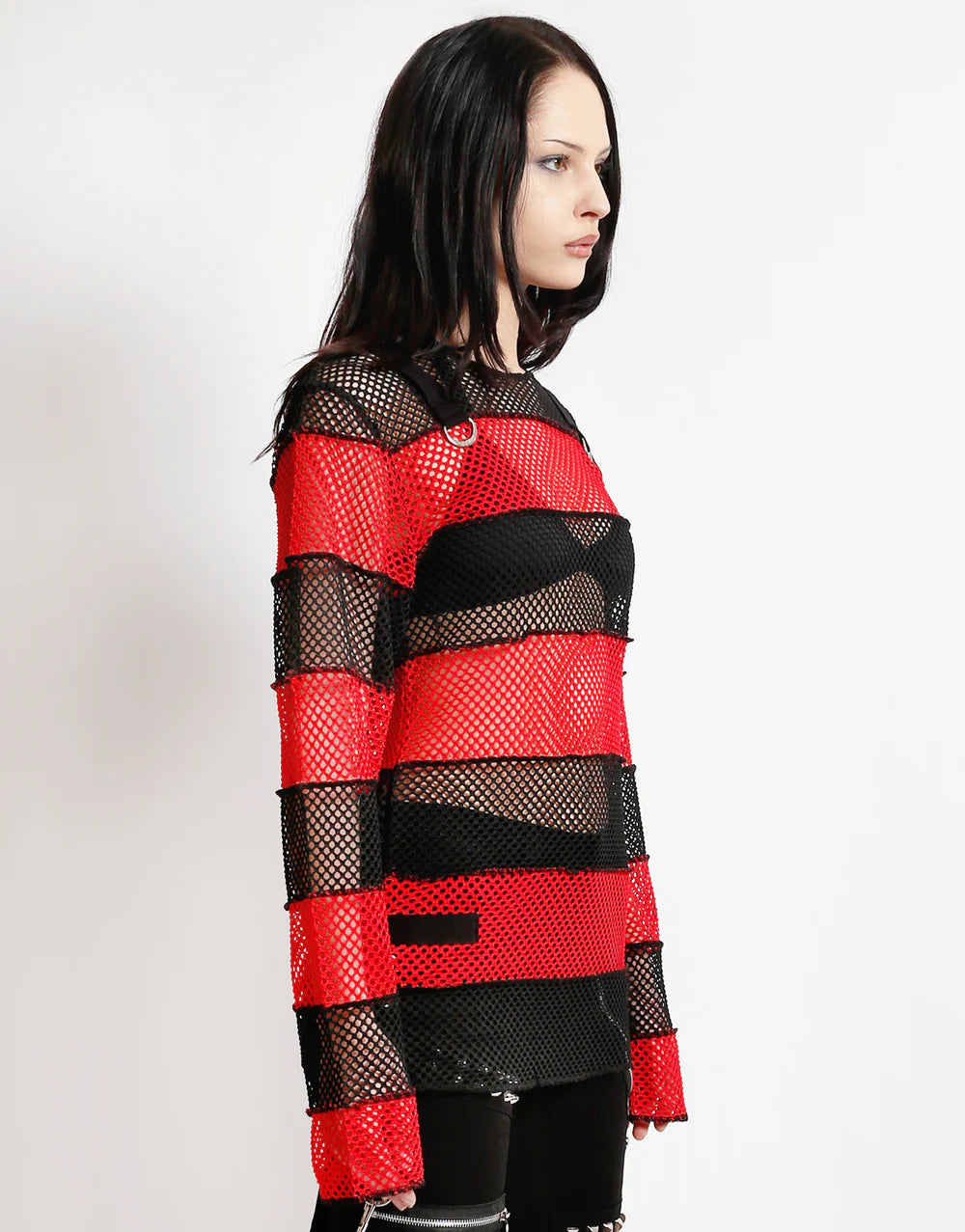 MEGA MESH STRIPE JERSEY BLACK/RED