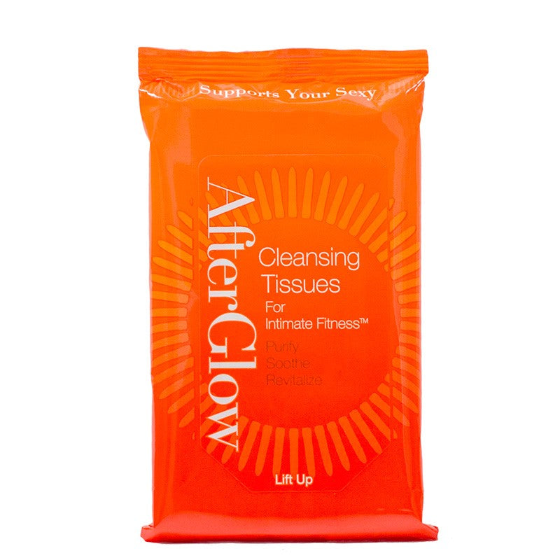 A packet of Afterglow Toy Wipes.
