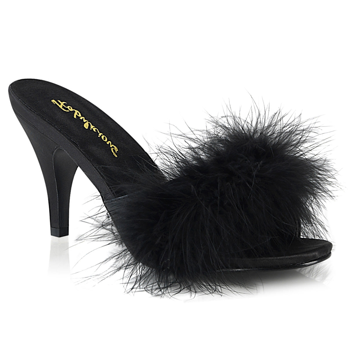 Amour 3" Classic Marabou Cha-Cha Slipper BLACK