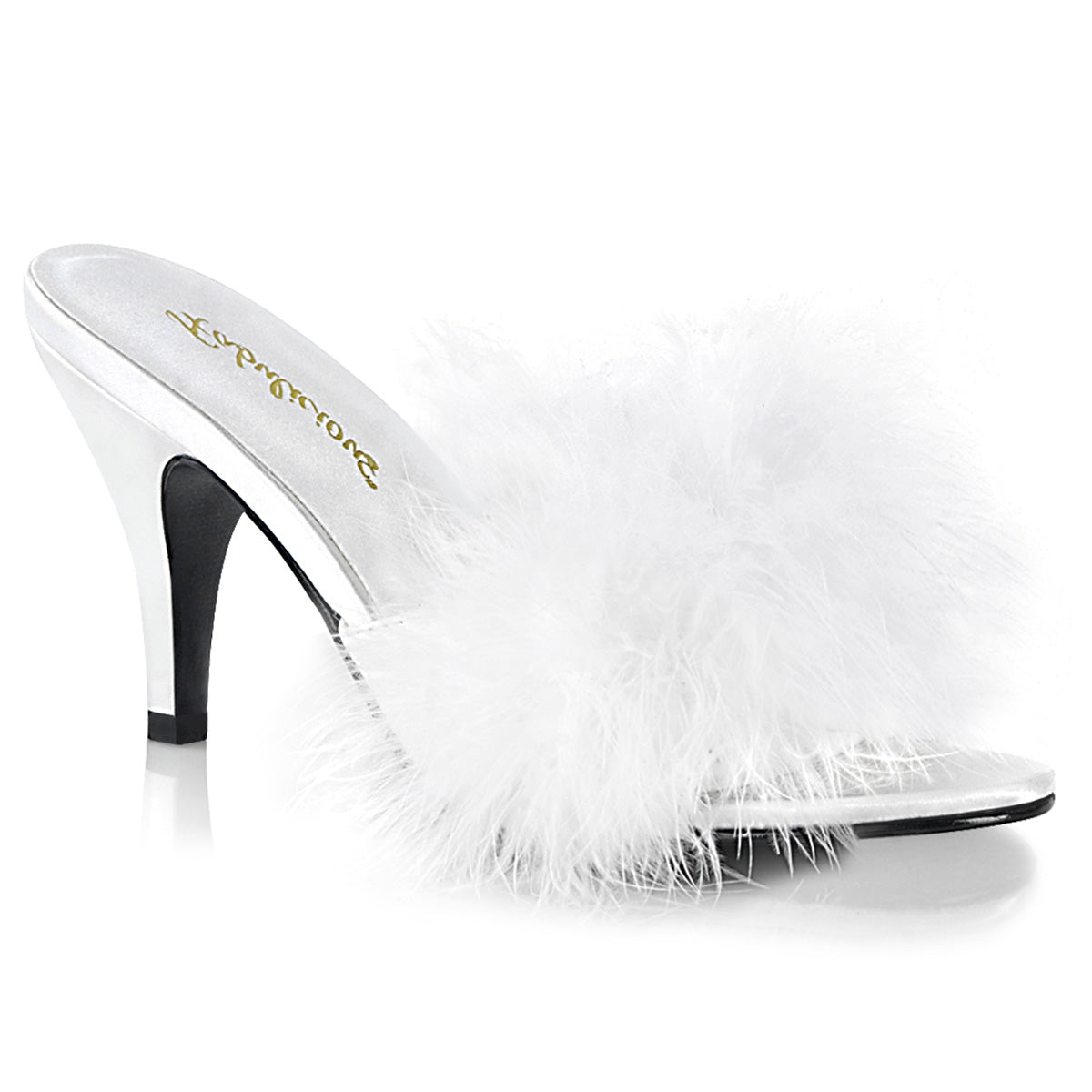 Amour 3" Classic Marabou Cha-Cha Slipper White