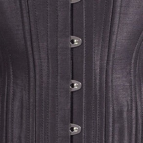 Black taffeta corset fabric detail.