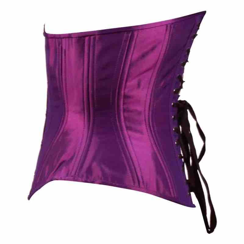 The Electric Purple Mid-Length Underbust Corset - Hourglass, right side view.