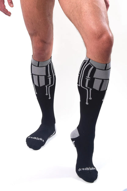 cybertech socks black and gray on male model front view