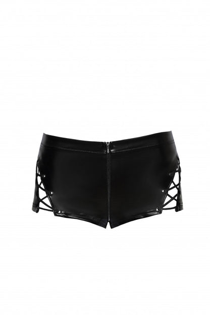 The front of the Wetlook Shorts with Lace Accents.