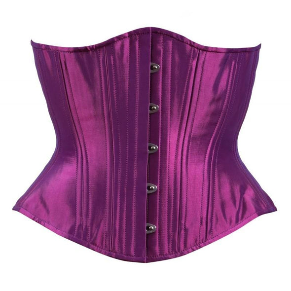 The Electric Purple Mid-Length Underbust Corset - Hourglass, front view.
