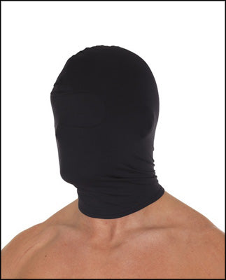 A model wearing the full face Spandex Hood.
