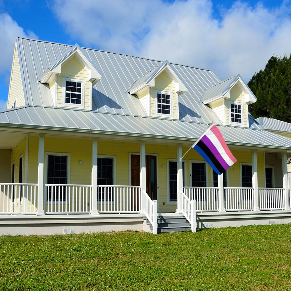 Genderfluid pride flag on flagpole