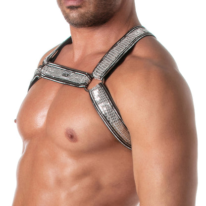 TOF PARIS Glitter Bulldog Harness Silver