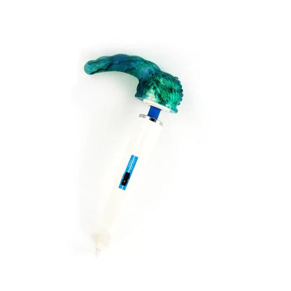 The green marble Gee Whizzard Magic Wand Vibrator Attachment on the head of a magic wand.