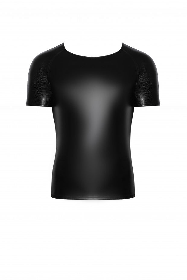 The Wetlook T-Shirt with Snakeskin Sleeves, front view.