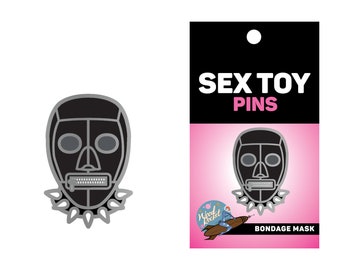 The black bondage mask WoodRocket Porn & Sex Toy Pin.