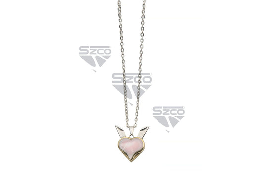 0.75" 2 BLADE PINK HEART NECKLACE