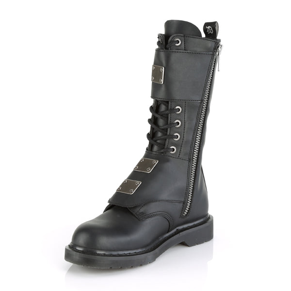 	 BOLT345/BVL BVL(Blk V. Leather) *1 1/4" Heel 14 Eyelet Mid-Calf Combat Boot