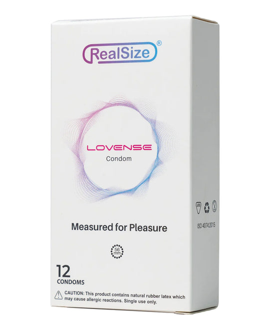 Lovense RealSize Condoms, 12 pack box.