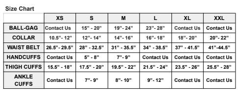 The size chart for the Leather Day Collar.