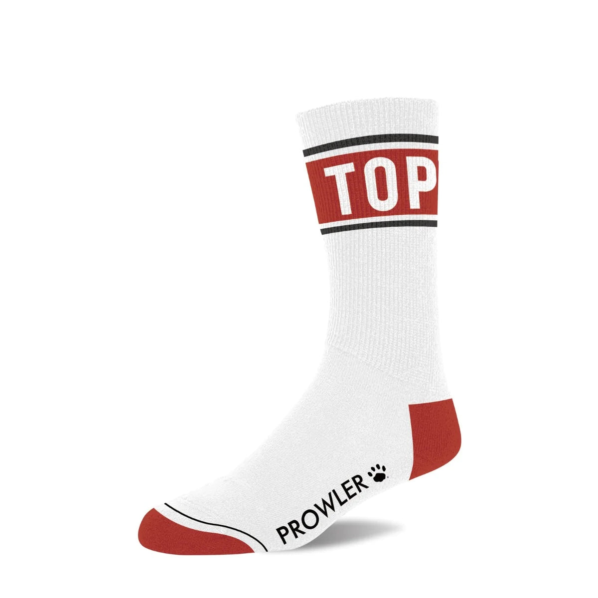A single White & Red "Top" Prowler Text Sock.